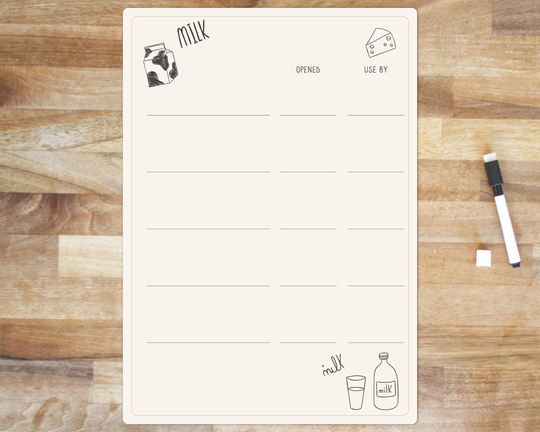 A4 Or A5 Products Opened Board. Dates & Use By Dates. Dry Wipe Whiteboard Kitchen Planner