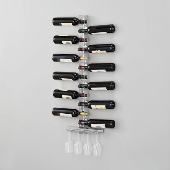 Modern Wine Rack Stainless Steel For 12 Bottles With Glass Holder