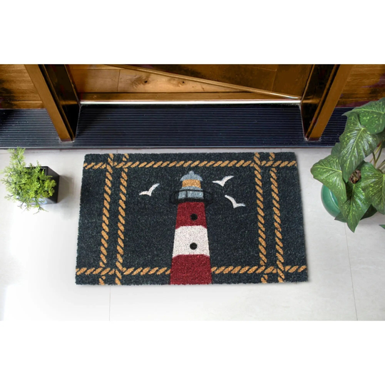All Creations Light House Rope Machine Multi Tufted Coir Door Mat PVC Backing Fun Stencil Present Gift Quality Internal Rug Smith