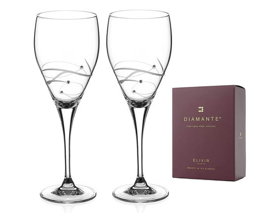 Diamante Swarovski Red Wine Glasses Pair -