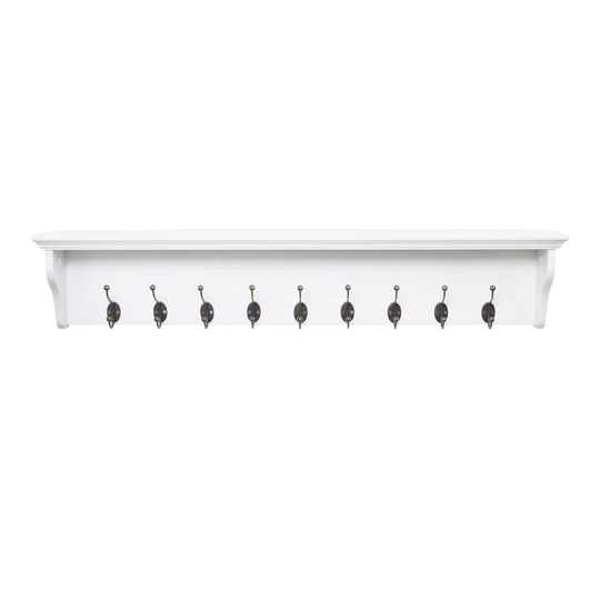 Arundel 9 - Hook Wall Mounted Coat Rack in White