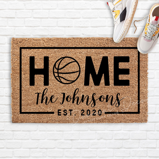 Personalized Basketball Doormat, Nba Sports Team Gift, Outdoor Welcome Mat, Entryway Decor, Bball Court Net Home Decor