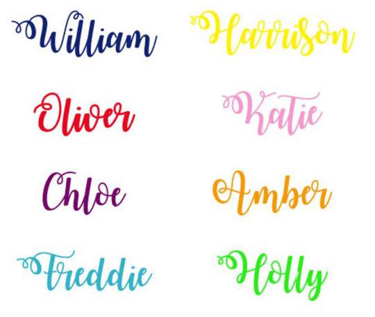 Personalised Name Sticker Vinyl Decal Wine Glass, Water Bottle, Bauble, Lunch Box, Wedding, Party Free Postage