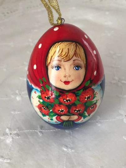 Lovely Easter Russian Wooden Egg Matryoshka Russian Doll Decoration Hand Made