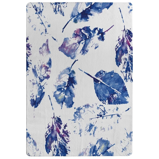 Parkes Autumn Leaves Background Designer Shaggy Blue/Purple/White Rug