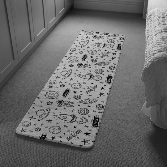 Maine Doodle Space Designer Shaggy Black/Grey Rug