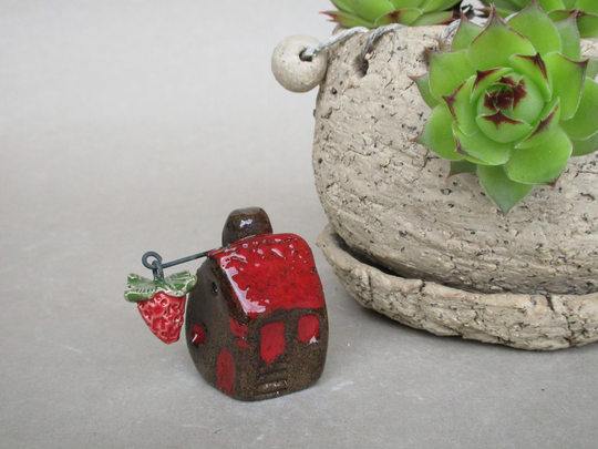 Strawberry House, Stoneware One-Of-A-Kind Gift