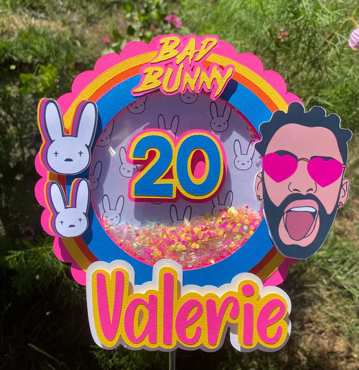 Bad Bunny Cake Topper Neon Color Shaker