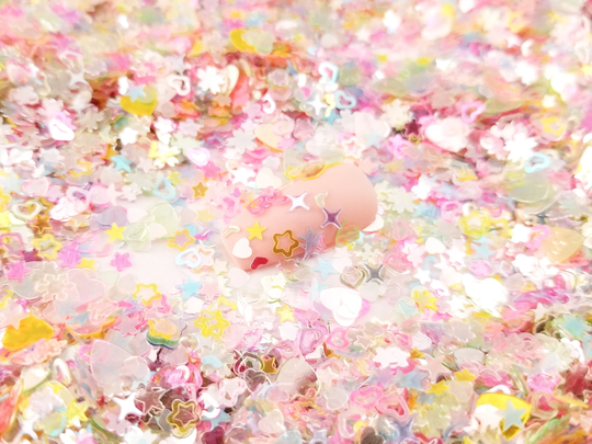 Clear Potion Pink Mixed Shape Iridescent Glitter, 3-6mm Resin Supplies Kawaii Embellishment, Slime Supplies, Nail Art Deco