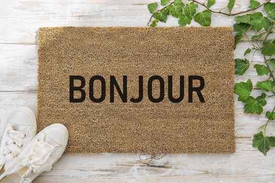 Bonjour 70 X 40cm Internal Coir Door Mat, Hand Made in The UK Artisan Kiss