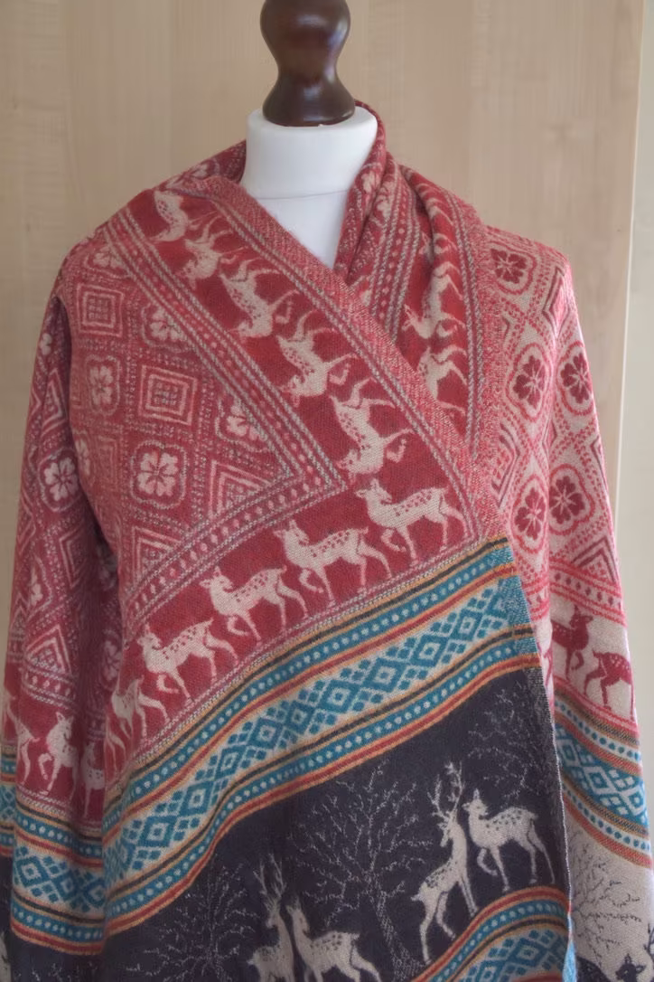 Wrap Yak Wool Scarf Code Rsl23 Shawl Reversible Travel Throws Hand-Loomed Blanket Soft & Warm