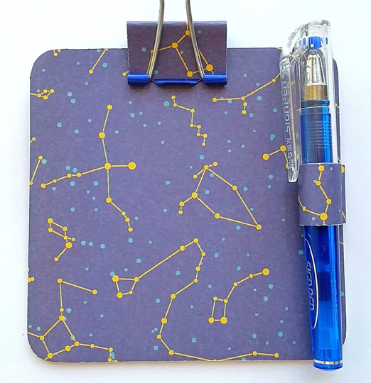 Celestial Galaxy Notepad & Pen Set, Desk Accessory Memo Pad, Universe Stars Sticky Notes Note Pad