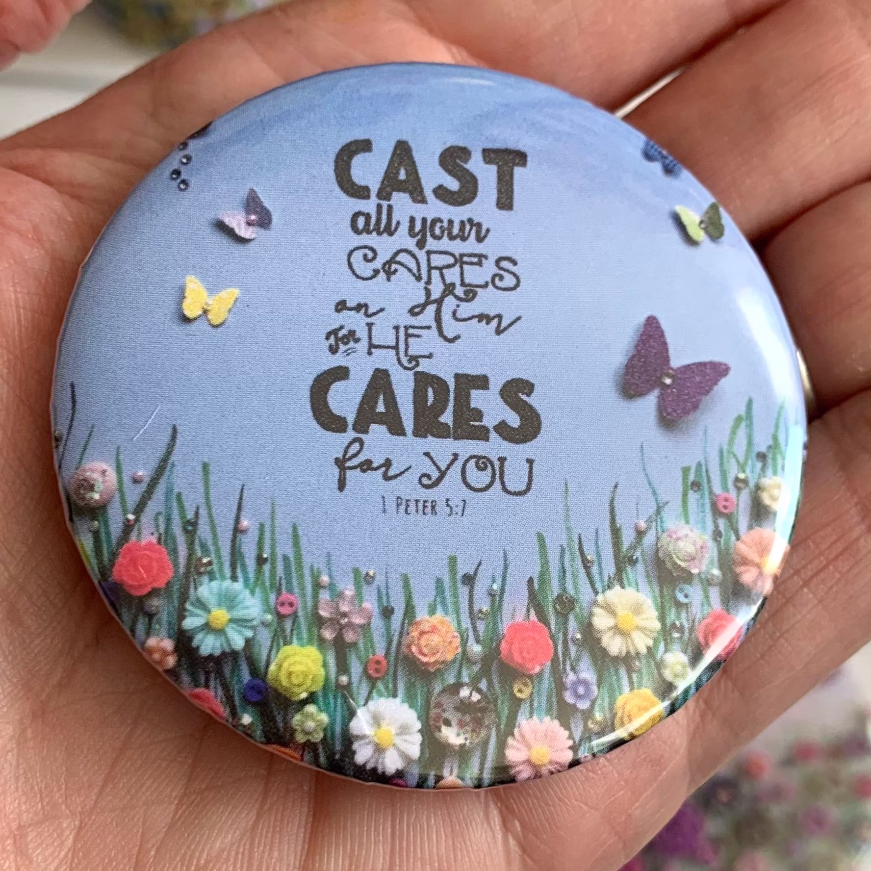 Printed Individual Bible Verse Magnet, Small Round Magnets, Christian Art Scripture Fridge Unique Print Gifts