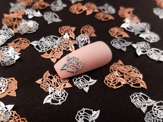 10mm Silver Toned Metal Fairytale Valentine Rose Cabochons, Cute Nail Art Cabs, Valentine's Day Charms, Resin Shaker Embellishments