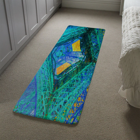 Legette Looking up Designer Shaggy Aqua/Blue/Green Rug