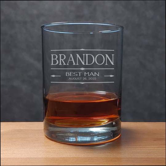 Best Man Whiskey Glass, Groomsman Etched Personalized Gift, Wedding Party Glasses