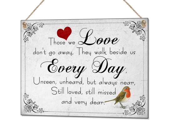 Those We Love Robin Sympathy Plastic Hand Made Plaque Sign Gift Memorial in Memory Secret Santa