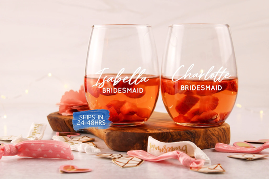 Custom Stemless Wine Glasses, Wine Glasses With Names, Bachelorette Part Favors, Bridesmaid Gifts, Glass Gift