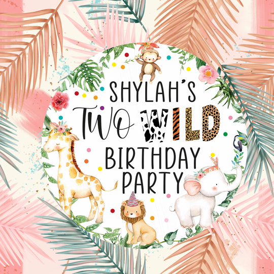 Two Wild Thank You For Safari Animals Favor Stickers, Party Birthday Decorations
