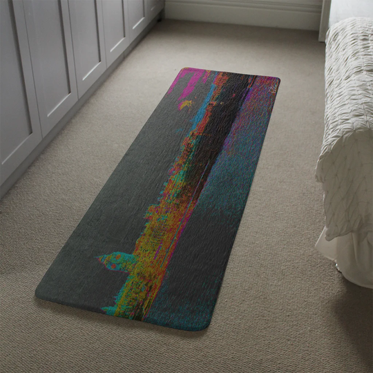 Magoon Landscape London Designer Shaggy Black/Red/Green Rug