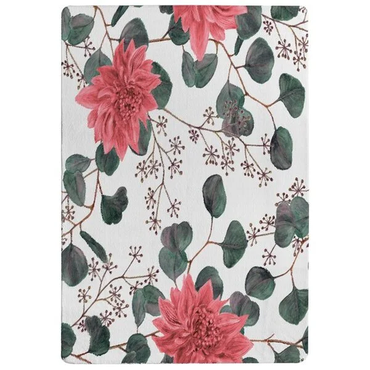 Kinsey Flowers, Leaves Shaggy White/Green/Red Rug