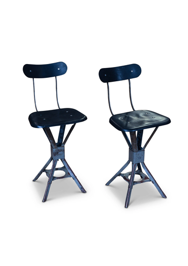 Emu Industrial Metal & Moulded Fibreboard Utilitarian Factory Stool Circa 1950's Price Per Chair - Read-Shipping-Info