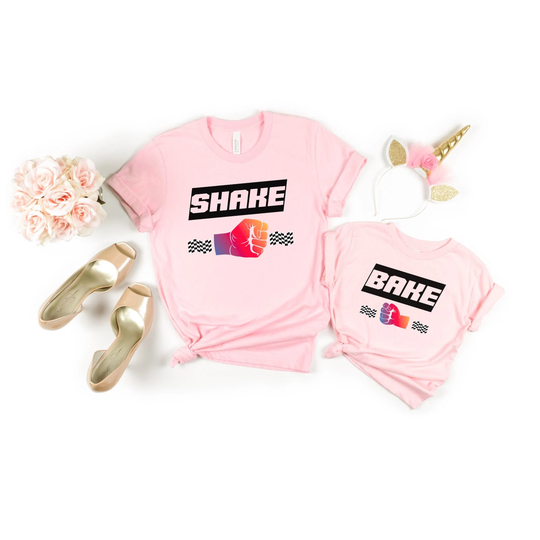 Shake & Bake Kids Shirt Matching Mommy Baby Shirts Infant Bodysuit Romper One Piece Mother's Day New Shower Racing Daddy's Pit Crew