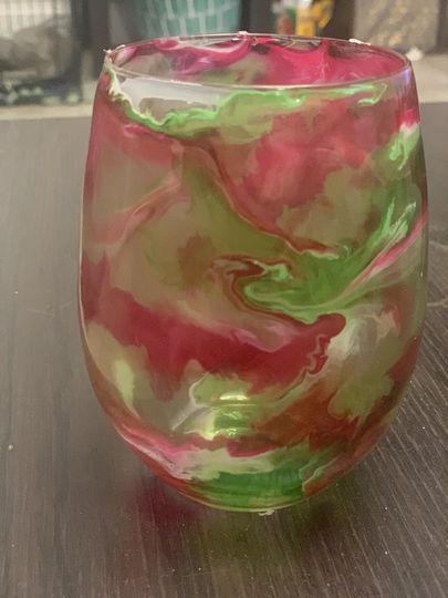 Custom Alcohol Ink & Resin Stemless Wine Glass