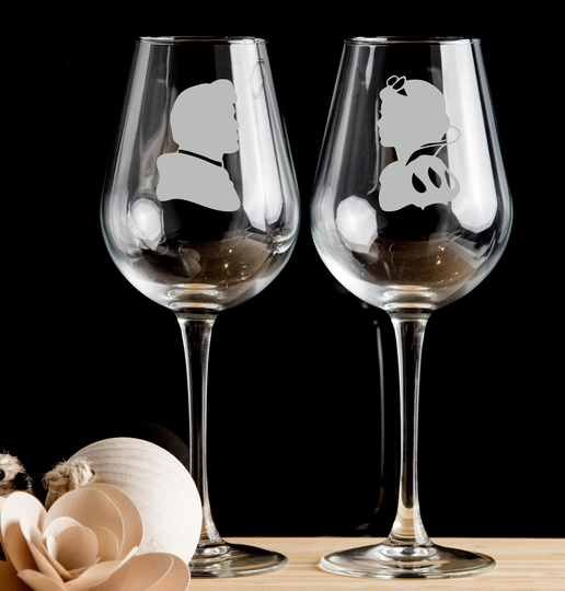 Snow White Prince Charming Personalised Wine Glass Set Of 2 Hand Etched Glasses , Ideal Gift, Red Wine, White Wine.61