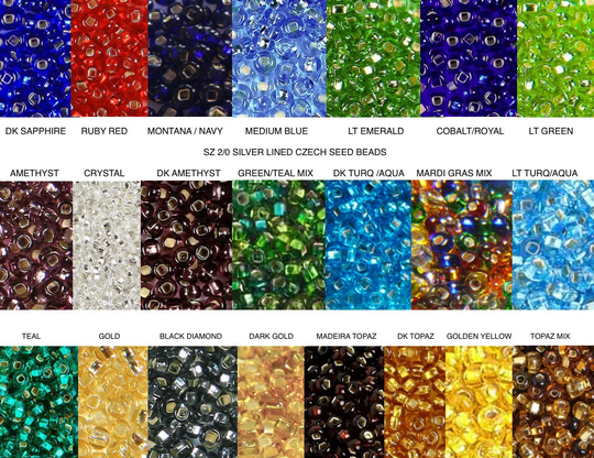 Sz 2 S/L Red Blue Amethyst Teal Emerald Gold Topaz Turquoise Black Diamond Czech Seed Beads Kumihimo Macrame Bracelet Knitting Crochet