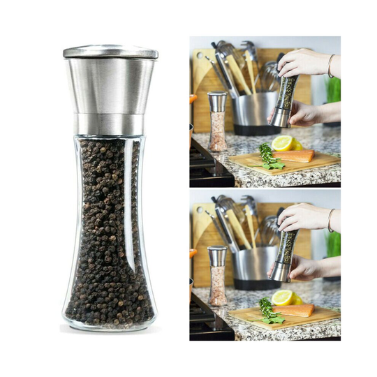 Salt Pepper Grinder Stainless Steel Glasses Shaker Mill Coarse Adjustable Tools
