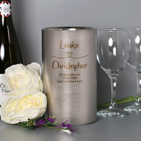 Personalised Heart Loop Stainless Steel Wine Coolers For Ideas New Gifts Wedding Anniversary Mr & Mrs Ice Bucket Any Message