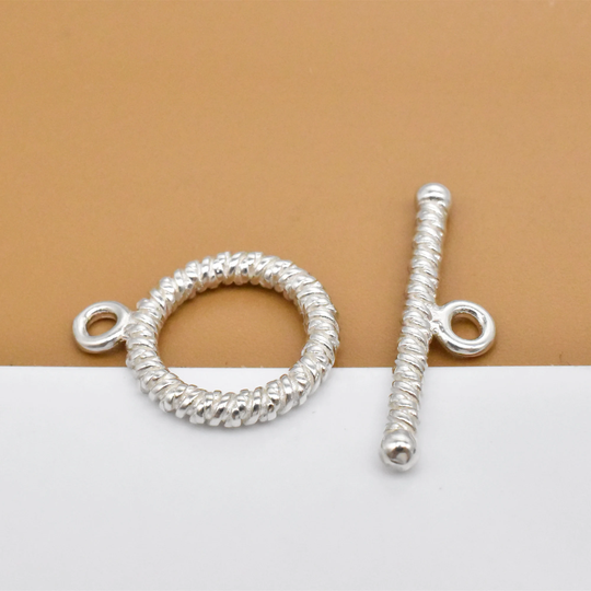 2 Sterling Silver Toggle Clasps, 925 Circle & Stick Set, Ring Clasp, Bracelet Necklace Clasp