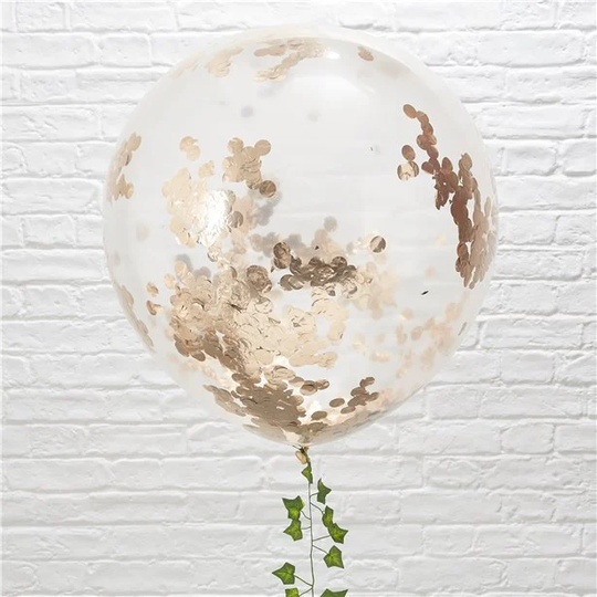 3 Pack Beautiful Botanics Giant Rose Gold Confetti Balloons - 36