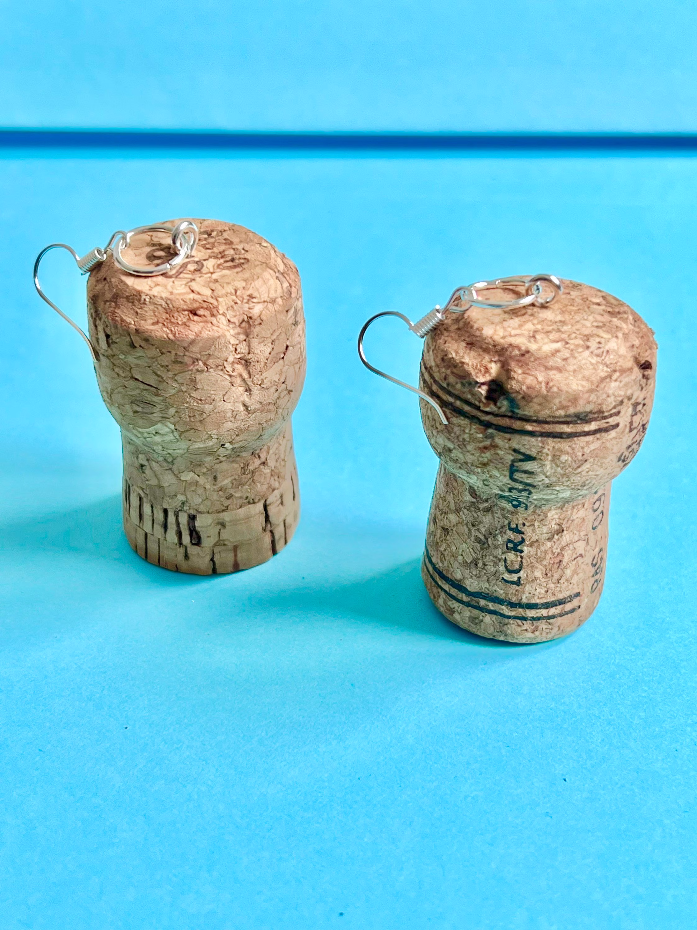 Wine Prosecco Cork Dangle Earrings, Funky, Fun, Cute & Original