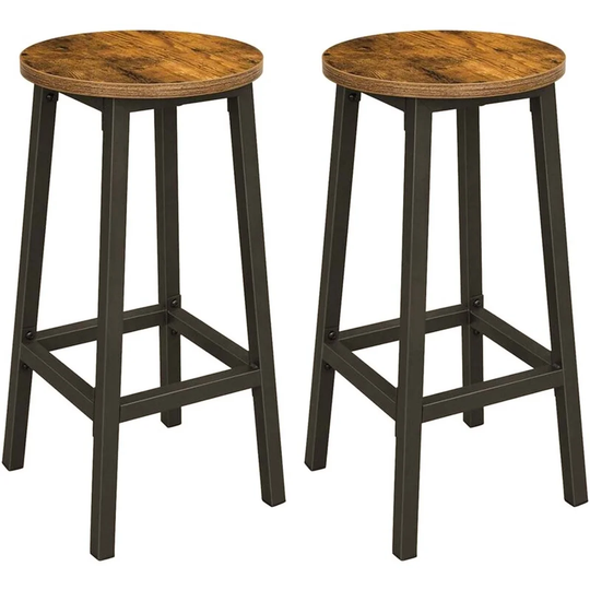 Set Of 2 Bar Stools Rustic Brown