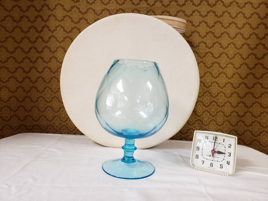 Blue Glass Brandy Snifter Compote Or Centerpiece Art