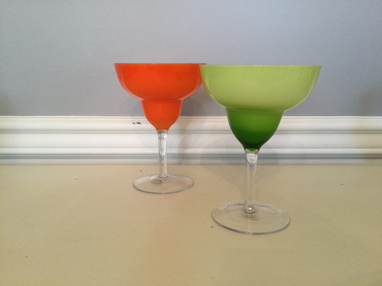 Margarita Time, Orange & Lime Glasses, Citrus Colored, Barware Gift, Summer Margarita's