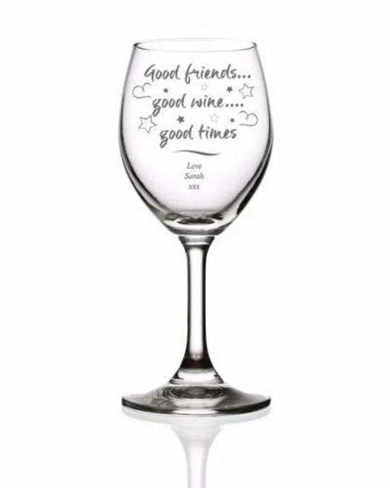 Good Friends Wine Personalised Engraved Glass