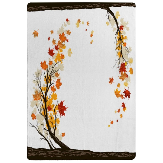 Pellegrini Autumn Trees Designer Shaggy White/Orange Rug