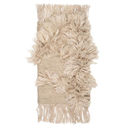 Resa Handmade Shag Wool Beige Rug