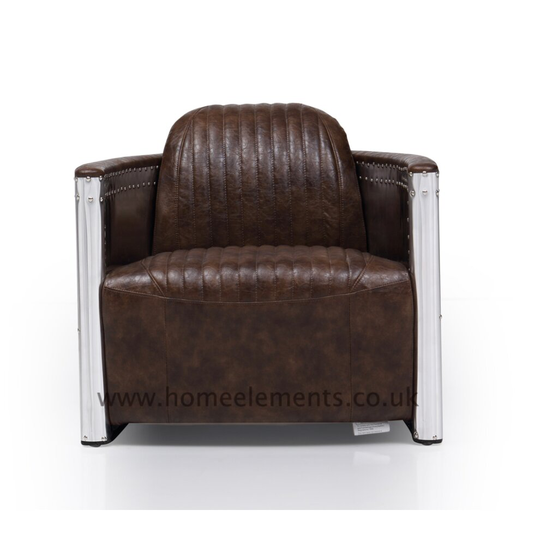 Aviator 1 Seater Sofa Brown PU Leather IN STOCK FREE UK Shipping