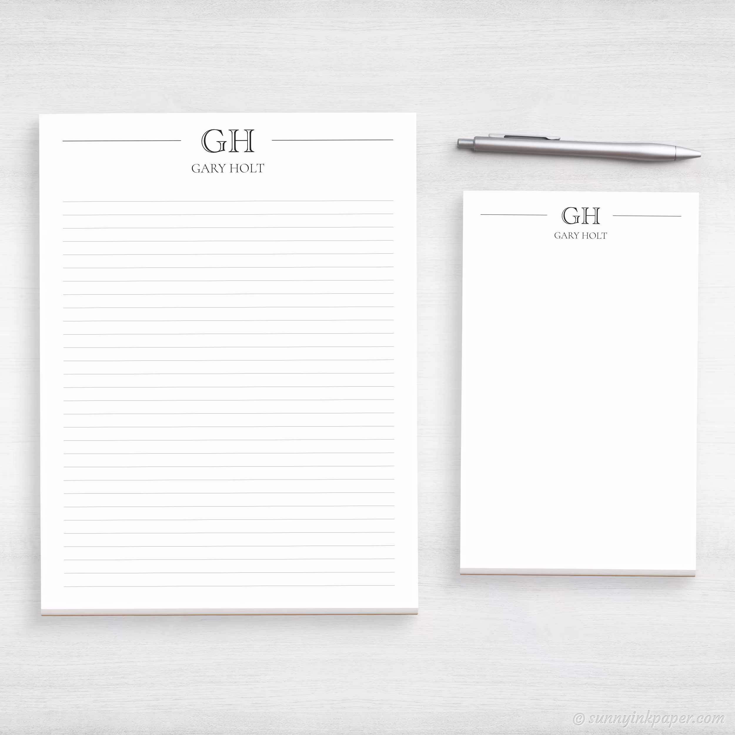 Personalized Monogram Notepad - Stationery Desk Pad Elegant Custom Business Writing For Him #201