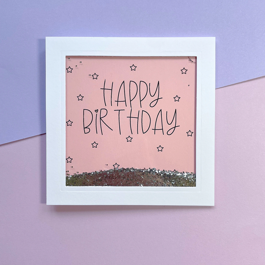 Glittery Pink Birthday Shaker Card