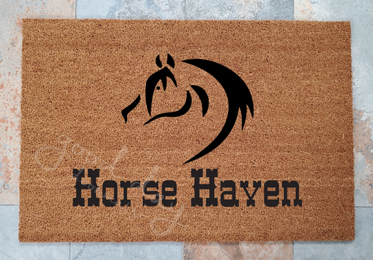 Horse Haven Door Mat/Welcome Custom Doormat Equestrian Decor Unique Animal Lovers