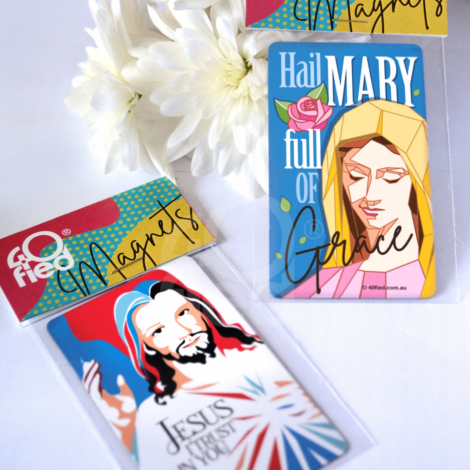 Divine Mercy & Hail Mary Fridge Magnet Set