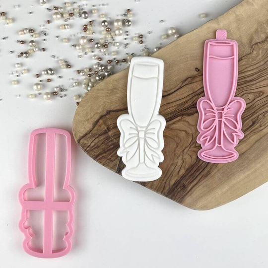 Champagne Glass With Bow Cookie Cutter & Stamp, Hen Party Wedding Embosser, Bridal Postal Box Ideas