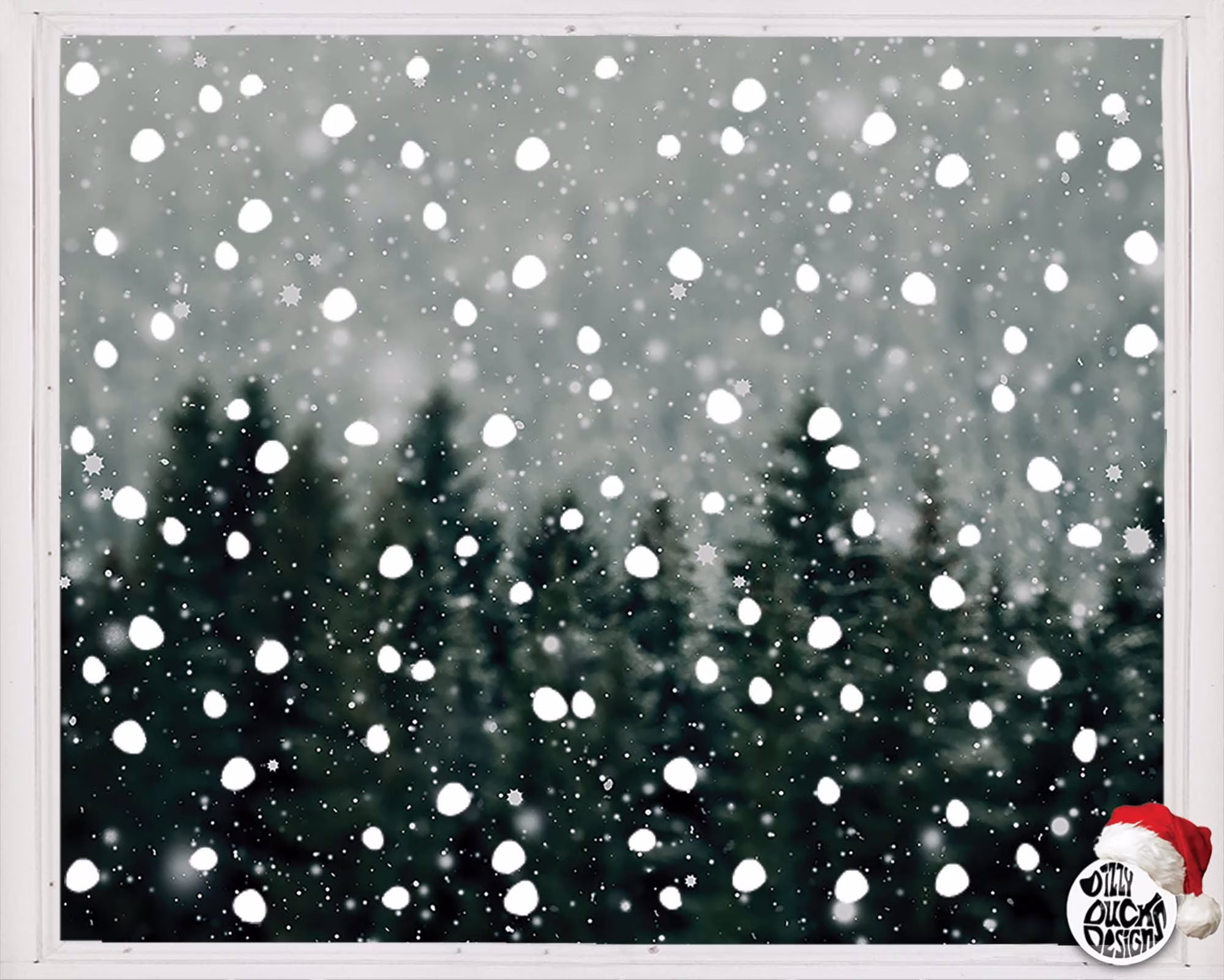 Snowflake Window Stickers Set - Reusable White Snowdrop Snow Clings Classy Christmas Decals By Dizzy Duck