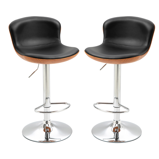 HOMCOM 2 Piece Barstools Adjustable Height Dining Counter Chair 360° Swivel with/ Footrest for Home Pub, Black | Aosom Ireland