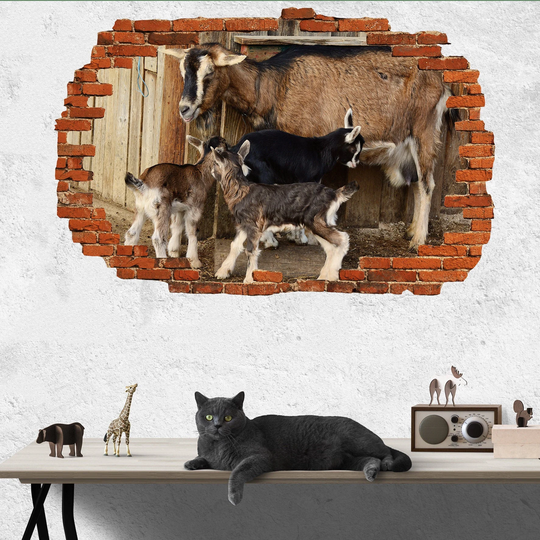 Farm Animals Baby Goats Flock Wall Sticker Art Poster Mural Transfer Decal Print Kids Living Room Home Nursery Office Shop Decor Id298